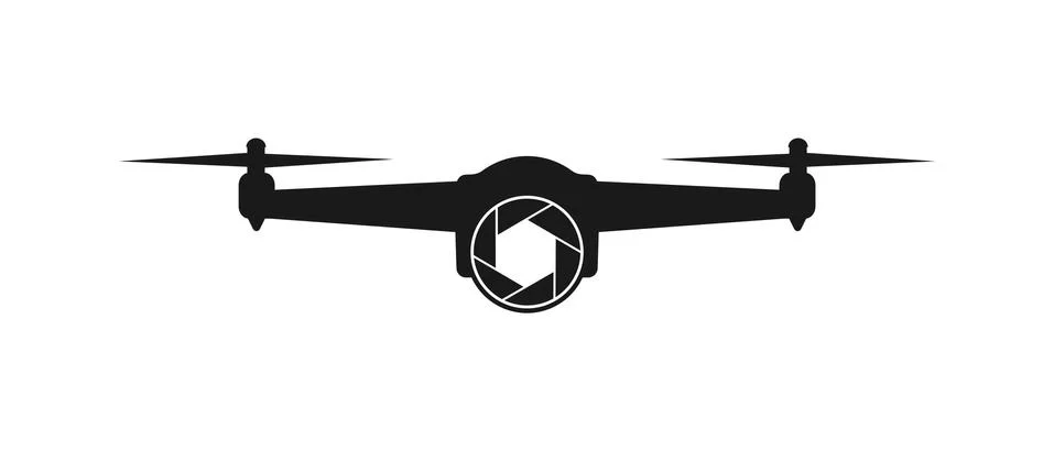 Simple vector icon of a drone with a camera, for logo, applications and web s Stock Illustration