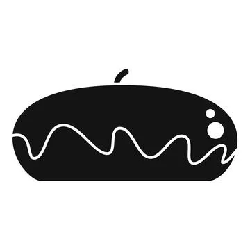 Simple vector icon of eclair with chocolate on top Illustrazione stock