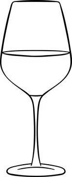 Simple vector icon, elegant glass of wine, black and white hand-drawn icon Stock Illustration