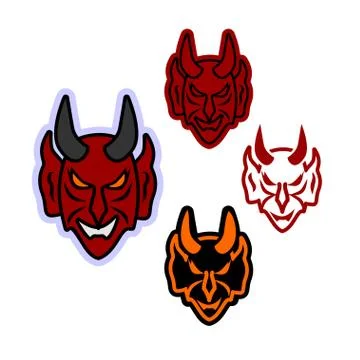 Simple vector icon for the face of the devil Stock Illustration