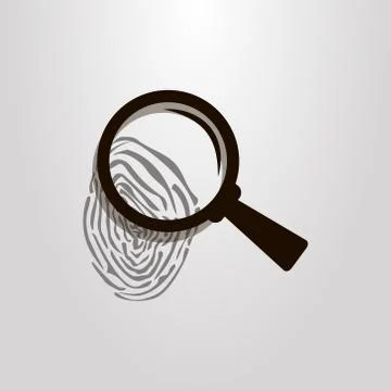 Simple vector icon of fingerprint and magnifying glass Illustrazione stock