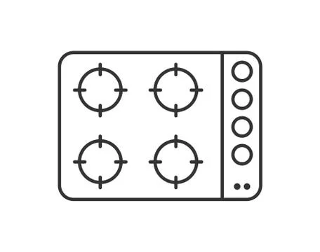 Simple vector icon of a gas or electric stove or cooking surface. Contour ill Stock Illustration