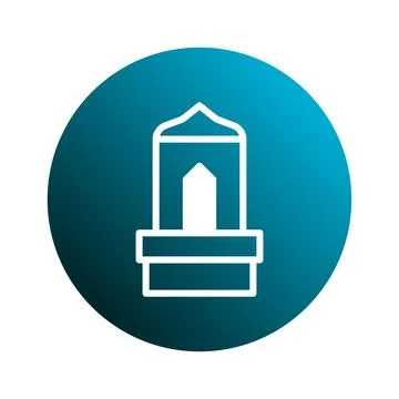 Simple vector icon of a islamic prayer niche or mihrab on blue gradient bac.. Stock Illustration