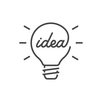 Simple vector icon of light bulb with inscription Idea 스톡 일러스트