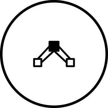Simple Vector Icon: Node connection network in a Black Circle Outline Design Stock Illustration