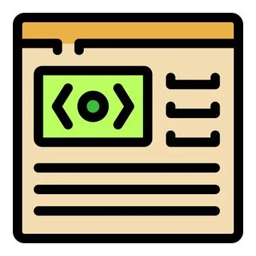 Simple vector icon representing a web page displaying programming code, empha Stock-Illustration