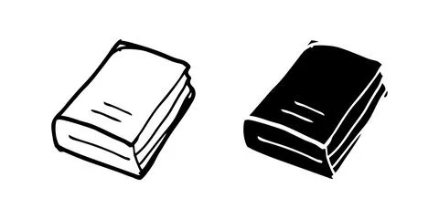 A simple vector icon set depicting a hand drawn book, ideal for literature .. Stock Illustration