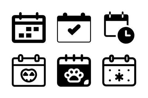 A simple vector icon set depicting calendars, ideal for scheduling and time.. Stock Illustration