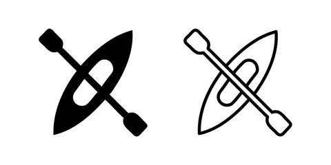 A simple vector icon set depicting canoes, ideal for water sports, adventur.. Illustrazione stock