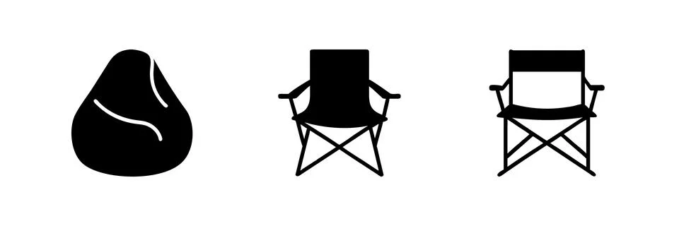 A simple vector icon set depicting a folding chair for hair salons, ideal f.. Stock Illustration