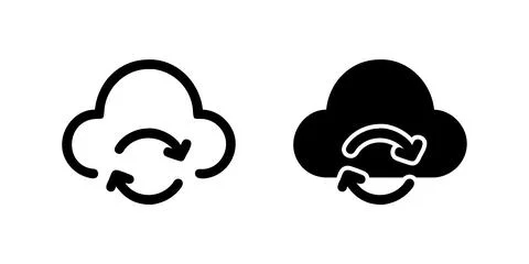 A simple vector icon set depicting cloud sync symbols, ideal for technology.. 스톡 일러스트