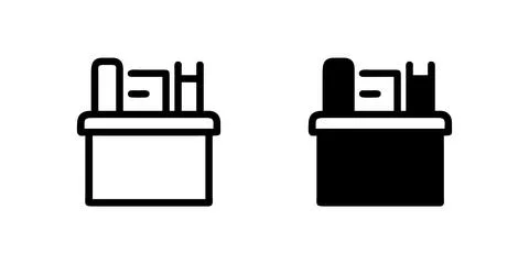 A simple vector icon set depicting desk organizers, ideal for office and pr.. Stock Illustration