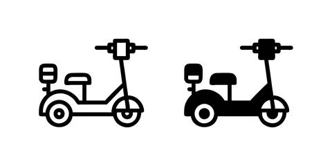 A simple vector icon set depicting electric scooters, ideal for eco friendl.. Stock Illustration