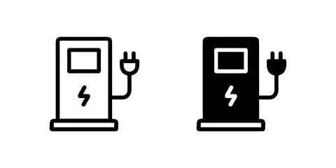 A simple vector icon set depicting electric vehicle charging stations, idea.. Stock Illustration