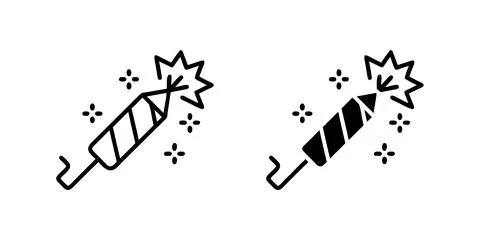 A simple vector icon set depicting fireworks, ideal for celebration and fes.. Stock Illustration