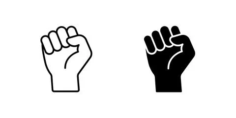 A simple vector icon set depicting a fist hand up, ideal for empowerment an.. Illustrazione stock