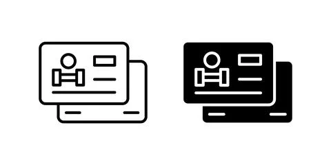 A simple vector icon set depicting gym member ID cards, ideal for fitness a.. Stock Illustration