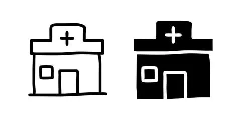 A simple vector icon set depicting healthcare centers, ideal for medical an.. Stock Illustration