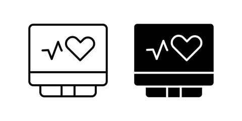 A simple vector icon set depicting heart monitor symbols, ideal for health .. Illustrazione stock