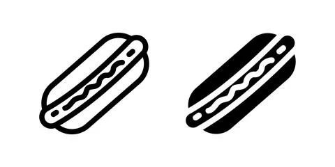 A simple vector icon set depicting hot dogs, ideal for food and snack designs Illustrazione stock