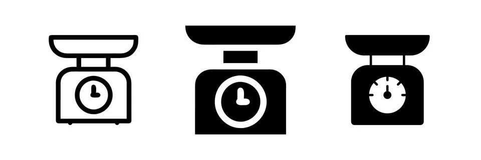 A simple vector icon set depicting kitchen scales, ideal for cooking and ba.. Stock Illustration