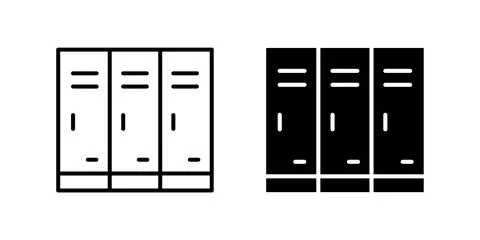 A simple vector icon set depicting lockers, ideal for school and storage de.. Stock Illustration