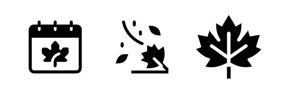 A simple vector icon set depicting maple leaves, perfect for nature, autumn.. Stock Illustration