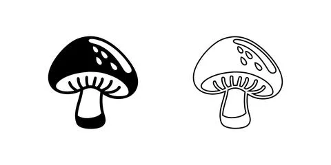 A simple vector icon set depicting mushrooms, ideal for nature and food des.. Stock Illustration
