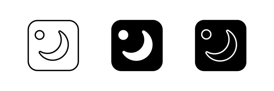 A simple vector icon set depicting night mode symbols, ideal for technology.. Stock Illustration