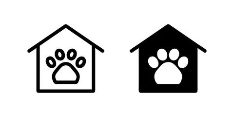 A simple vector icon set depicting paw house symbols, ideal for pet and ani.. Stock Illustration