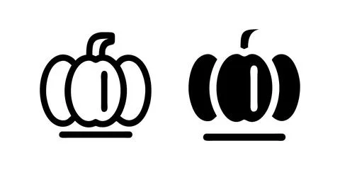 A simple vector icon set depicting pumpkins, ideal for Halloween and autumn.. Stock Illustration