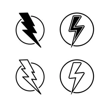 A simple vector icon set depicting thunderbolt symbols, ideal for weather a.. Stock Illustration