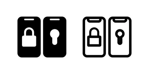 A simple vector icon set depicting two factor authentication symbols, ideal.. Stock Illustration