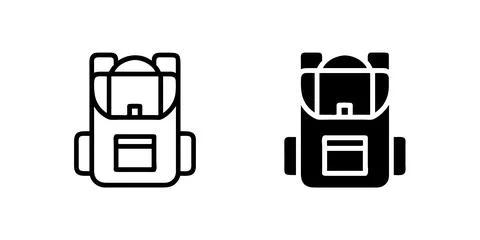 A simple vector icon set featuring backpacks, ideal for travel, hiking, and.. Illustrazione stock