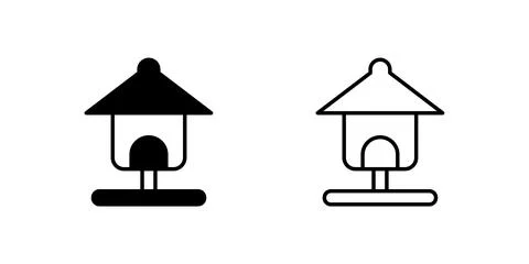 A simple vector icon set featuring bird feeders, ideal for nature, wildlife.. Stock Illustration