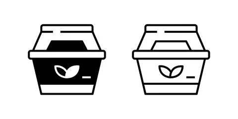 A simple vector icon set featuring compostable food containers, ideal for e.. Stock Illustration