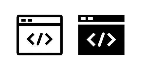 A simple vector icon set featuring script code symbols, ideal for programmi.. 스톡 일러스트