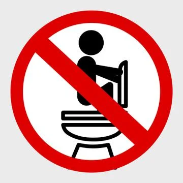 Simple Vector, Icon Stye Prohibition Sign in toilet, wrong way while pooping Stock Illustration