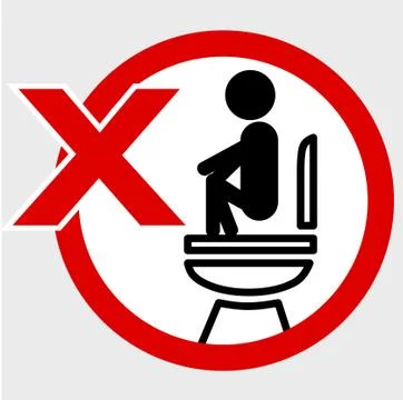 Simple Vector, Icon Stye Prohibition Sign in toilet, wrong way while pooping Stockillustratie