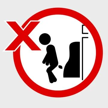 Simple Vector, Icon Stye Prohibition Sign in toilet, do no pooping at urinoir Stock Illustration