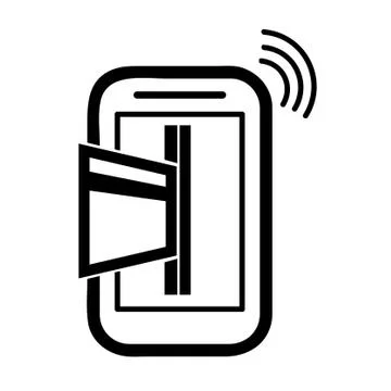 Simple Vector, Icon Style, Online Payment from Debit or Credit Card, thru Mob Иллюстрация