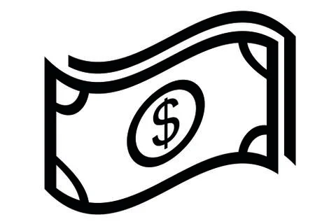 Simple Vector Icon, Waving Dollar Paper Money, Isolated on White Stock Illustration