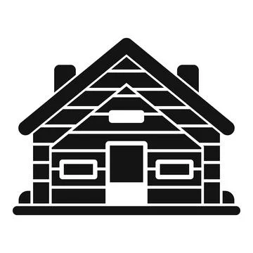 Simple vector icon of a wooden log cabin building facade Ilustración de archivo