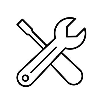 Simple Vector Icon of Wrench and Screwdriver for Repair and Maintenance Stock Illustration