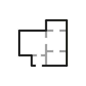 Simple vector icons related to real estate. Apartment layout icon. Stock Illustration