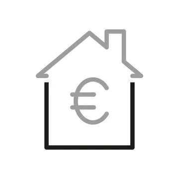 Simple vector icons related to real estate. Euro real estate price icon. Vect Illustrazione stock
