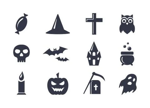 Simple vector icons set for Halloween Stock Illustration