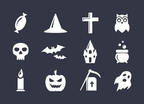 Simple vector icons set for Halloween decoration Stock Illustration