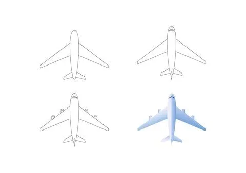 Simple vector illustration of an airplane from above view Stock Illustration