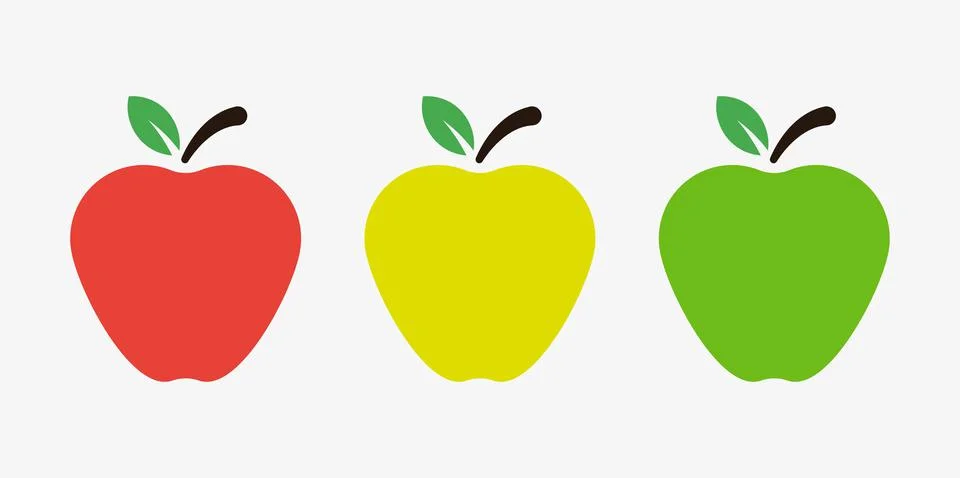 Simple vector illustration of apple with a leaf Illustrazione stock